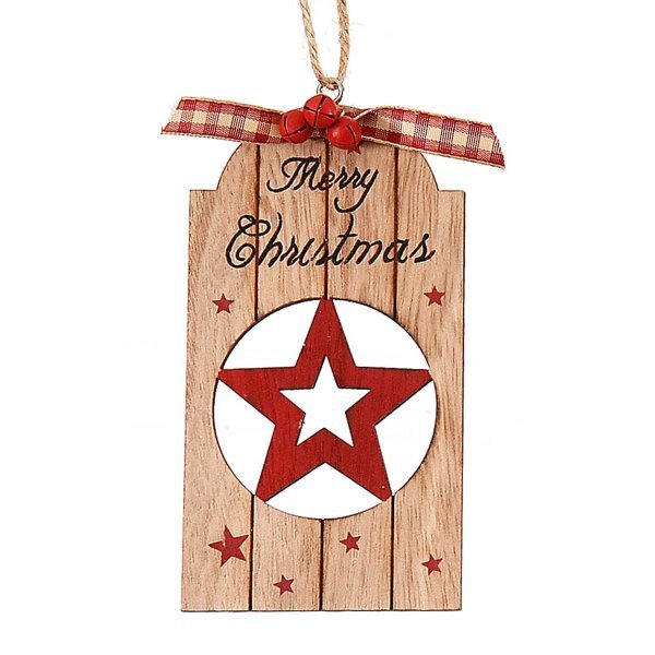 Χριστουγεννιάτικο Ξύλινο Ταμπελάκι με "Merry Christmas" - Αστέρι (13cm)